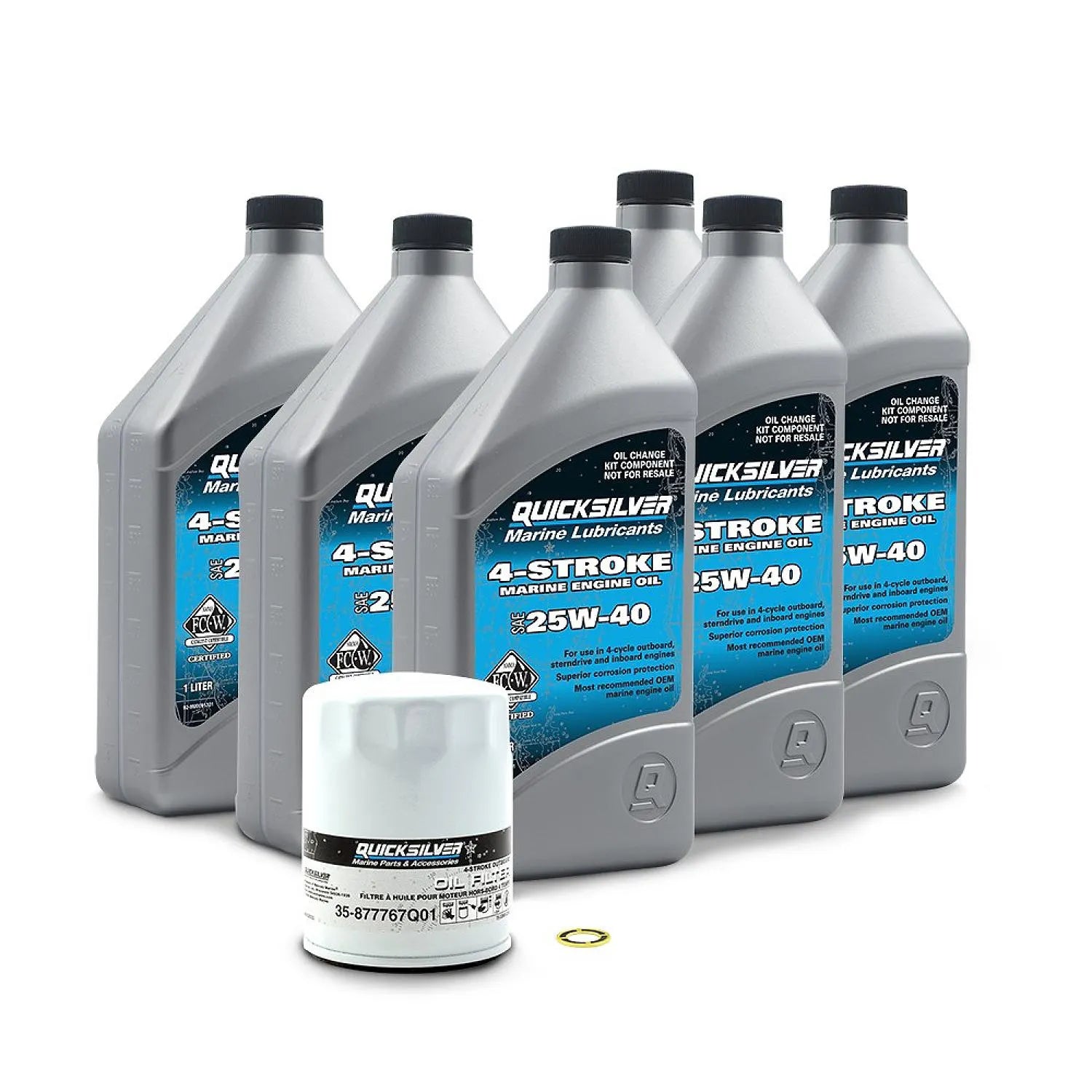 Quicksilver 25W-40 Oil Change Kit for 150-200hp 4-Stroke Mercury L4 Verado Outboards