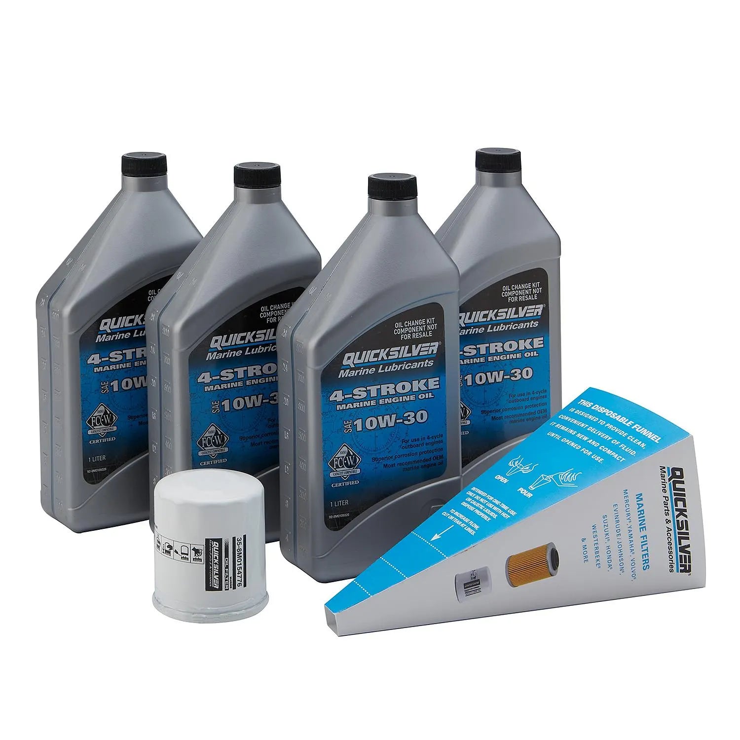 Quicksilver 10W-30 Oil Change Kit for 4-Stroke Yamaha F75 through F115 Outboards