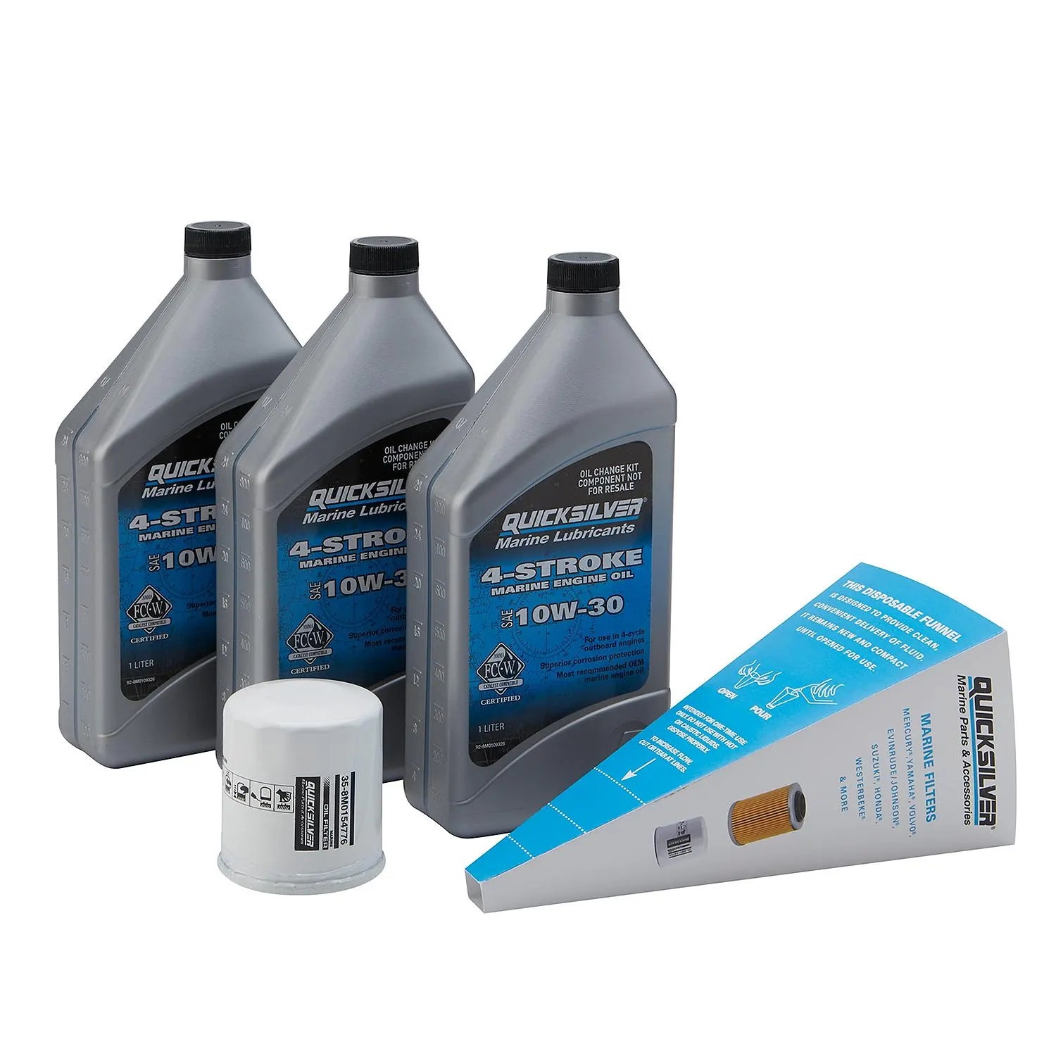 Quicksilver 10W-30 Oil Change Kit for 4-Stroke Yamaha F30 through F70 Outboards