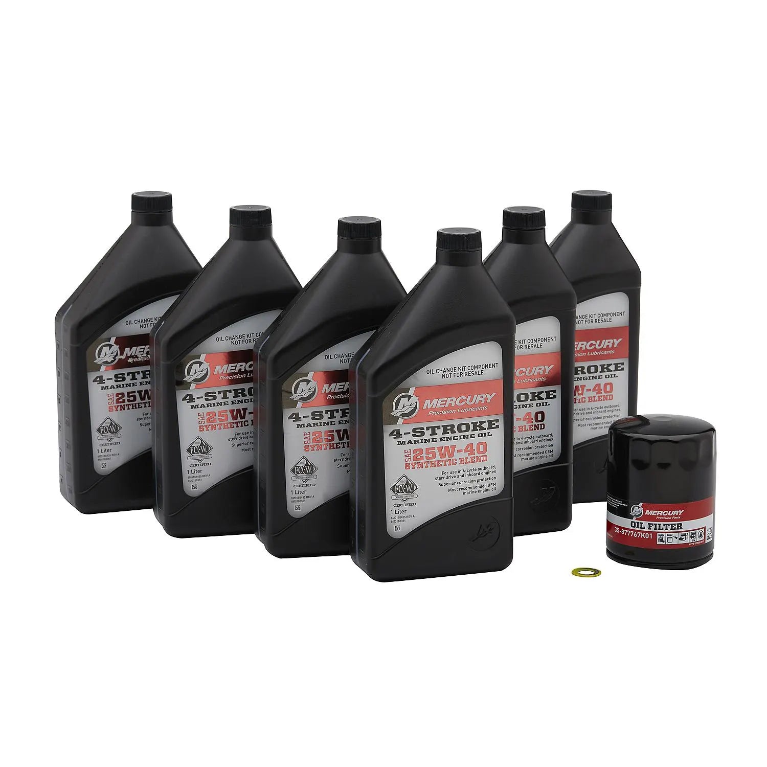 Mercury 25W-40 4-Stroke Outboard Oil Change Kit for Mercury L4 150-200hp Verado Outboards