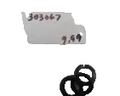 A new Evinrude Johnson OMC o-ring with part number 303067, packaged in a clear plastic bag, suitable for various watercraft including bass boats.