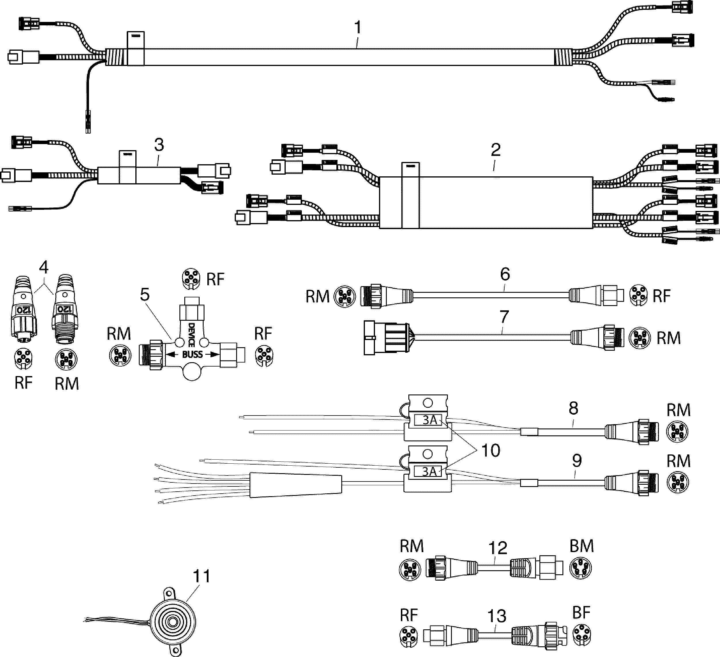 OMC Evinrude Johnson Network Buss Cable